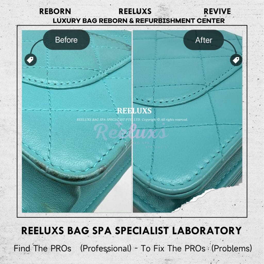 Lambskin Leather Wallet On Chain WOC Color Faded Corner Leather Peel Off Problem Color Restoration — frame 6