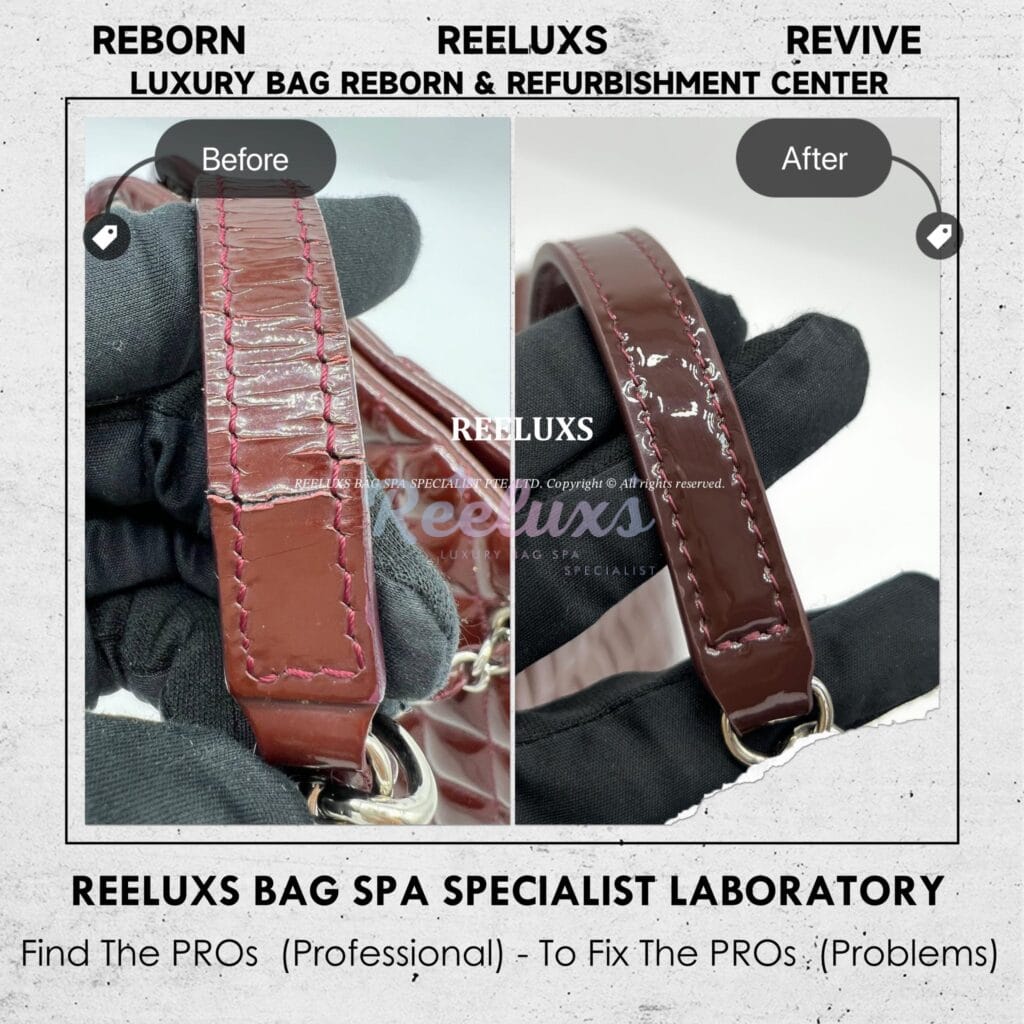Patent Leather Shoulder Bag Handle Leather Cracked & Damaged Replacement — frame 3