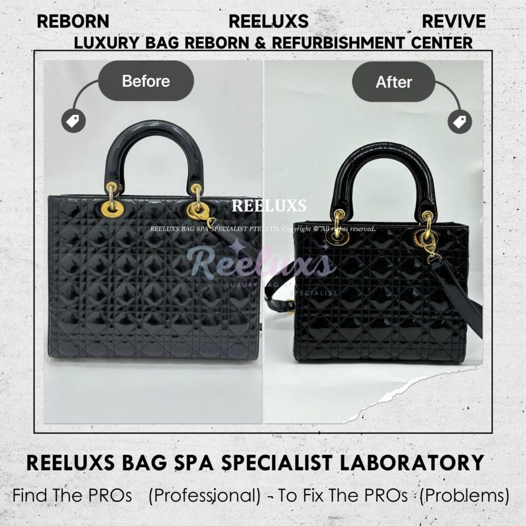 Large Lady Dior Patent Leather Handbag Customized To Medium Black Patent Leather… — frame 4