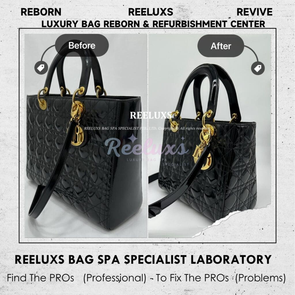 Large Lady Dior Patent Leather Handbag Customized To Medium Black Patent Leather… — frame 2