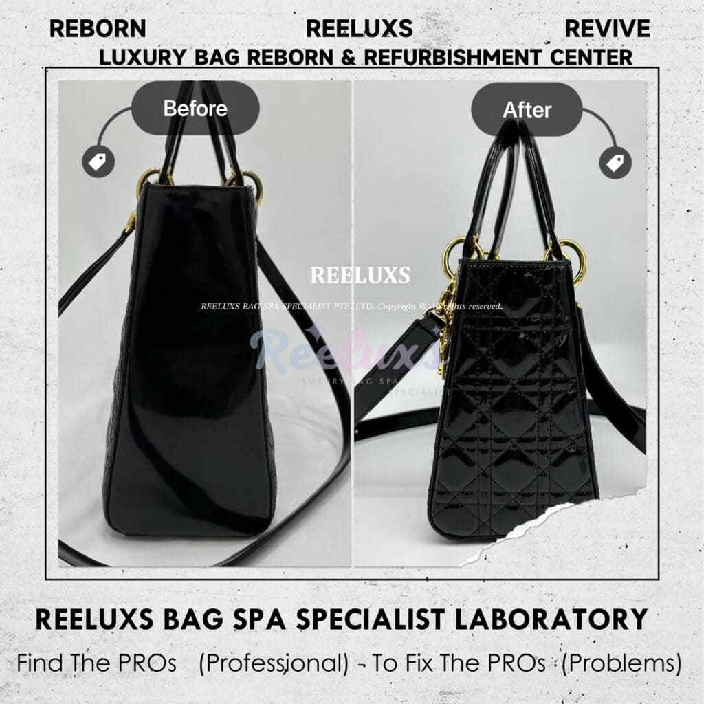 Large Lady Dior Patent Leather Handbag Customized To Medium Black Patent Leather… — frame 6