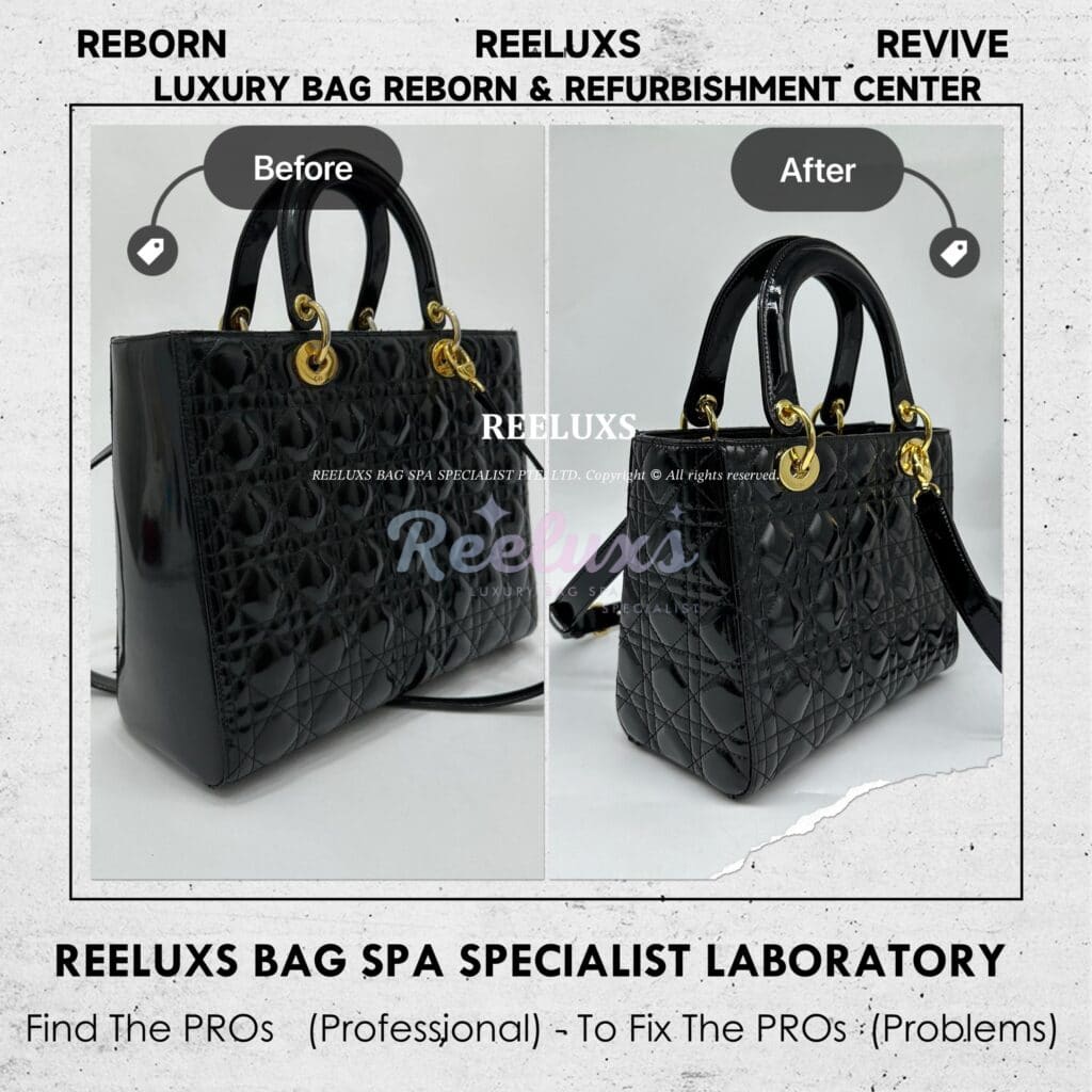Large Lady Dior Patent Leather Handbag Customized To Medium Black Patent Leather… — frame 8