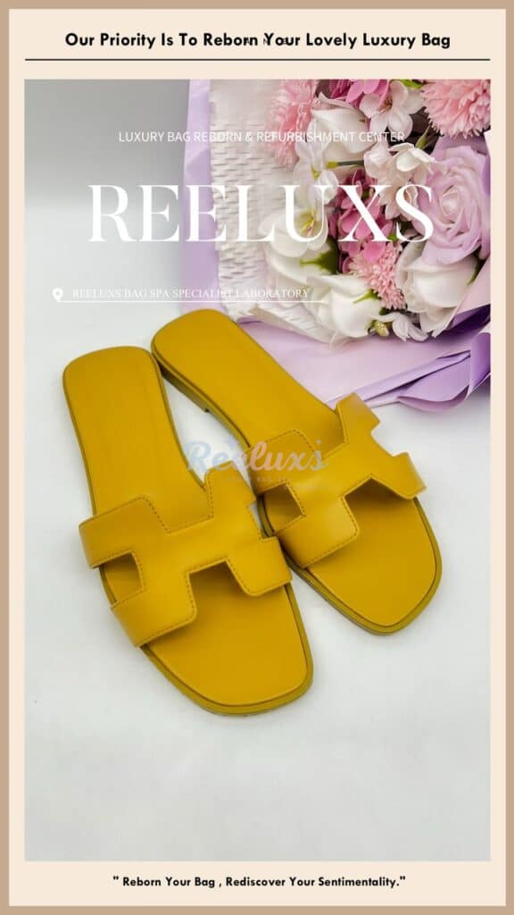 Yellow Oran Sandals Sole Damaged Add New Sole Layer Leather Scratches Peel… — frame 5
