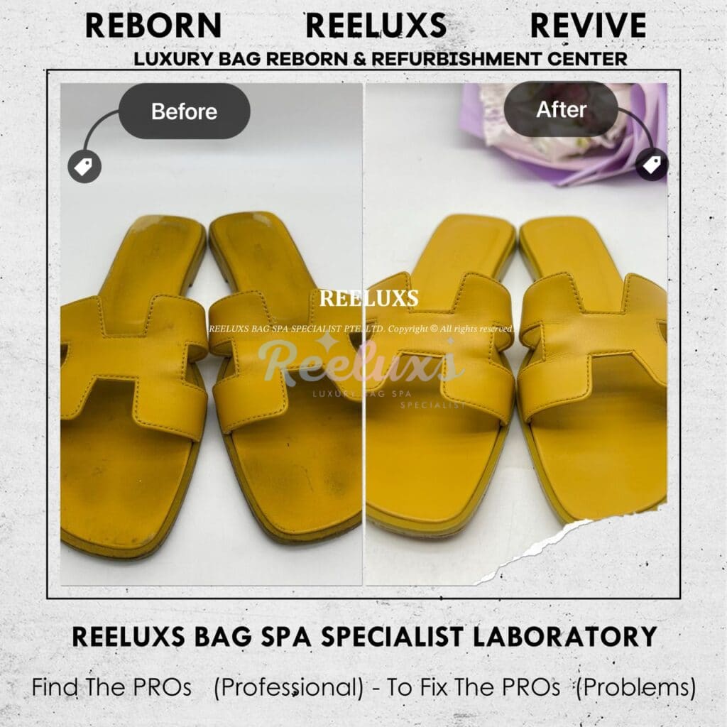 Yellow Oran Sandals Sole Damaged Add New Sole Layer Leather Scratches Peel… — frame 4