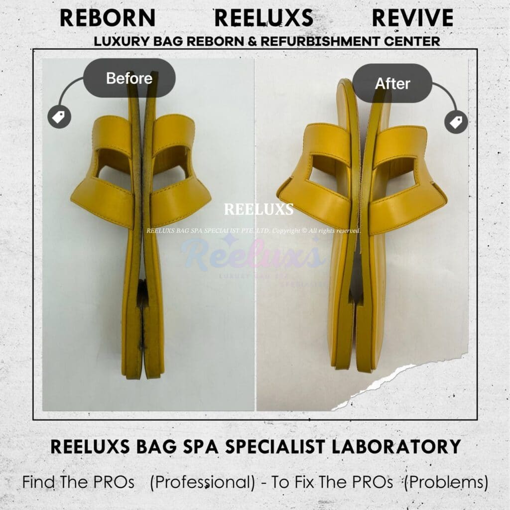 Yellow Oran Sandals Sole Damaged Add New Sole Layer Leather Scratches Peel… — frame 3