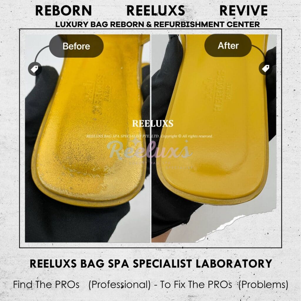 Yellow Oran Sandals Sole Damaged Add New Sole Layer Leather Scratches Peel… — frame 6