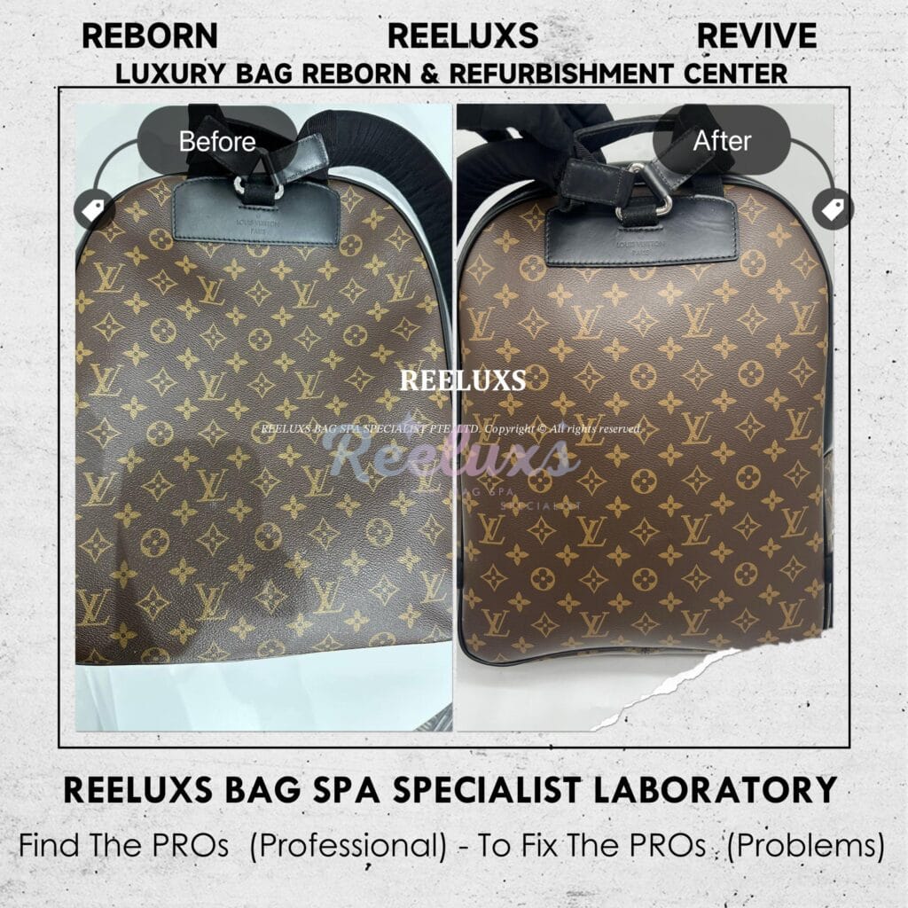 Monogram Canvas Backpack Color Faded Canvas Coating Peel Off Refurbishment — frame 5