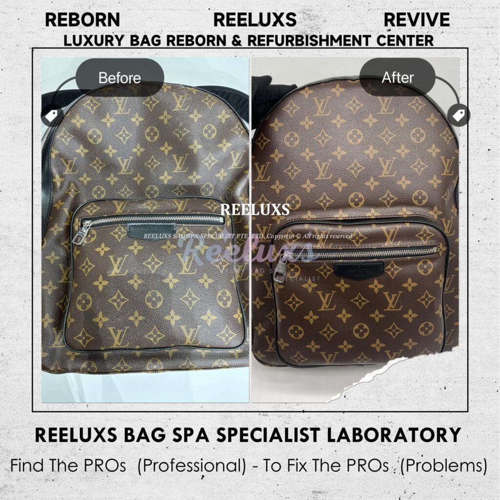 Monogram Canvas Backpack Color Faded Canvas Coating Peel Off Refurbishment — frame 4