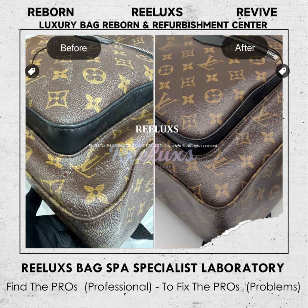 Monogram Canvas Backpack Color Faded Canvas Coating Peel Off Refurbishment — frame 8