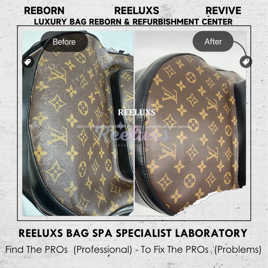 Monogram Canvas Backpack Color Faded Canvas Coating Peel Off Refurbishment — frame 1