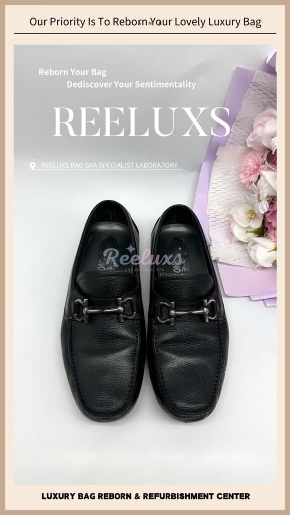 SALVATORE FERRAGAMO Loafers Shoes Sole Cracked & Damaged Refurbishment — frame 2