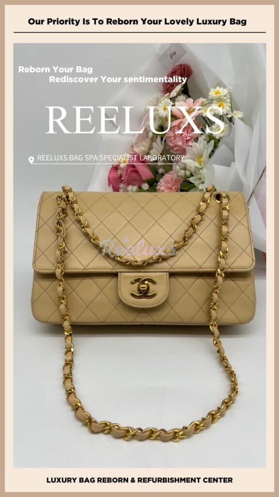 Lambskin Leather Double Flap Bag Color Faded Corner Leather Peel Off Restoration — frame 7