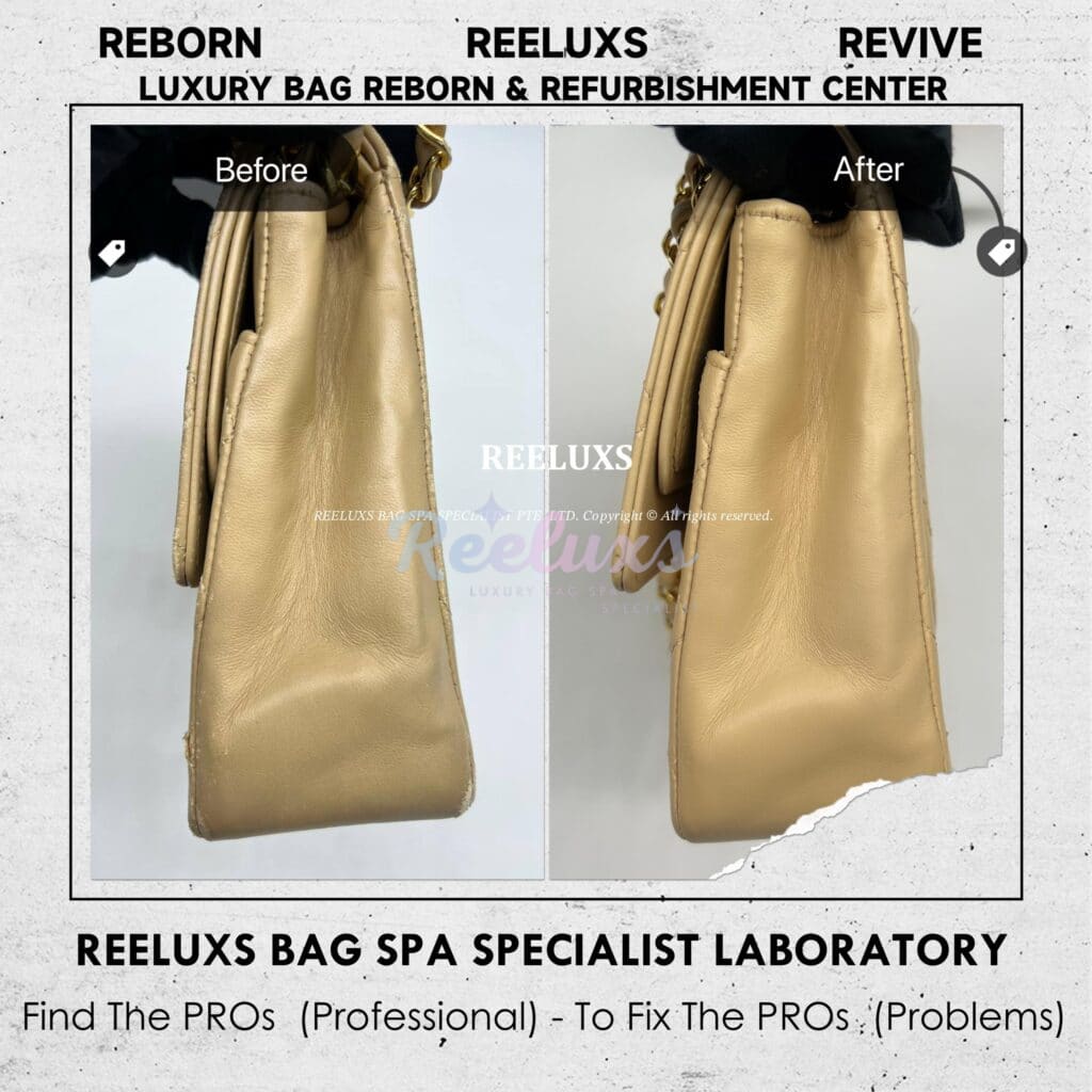Lambskin Leather Double Flap Bag Color Faded Corner Leather Peel Off Restoration — frame 6