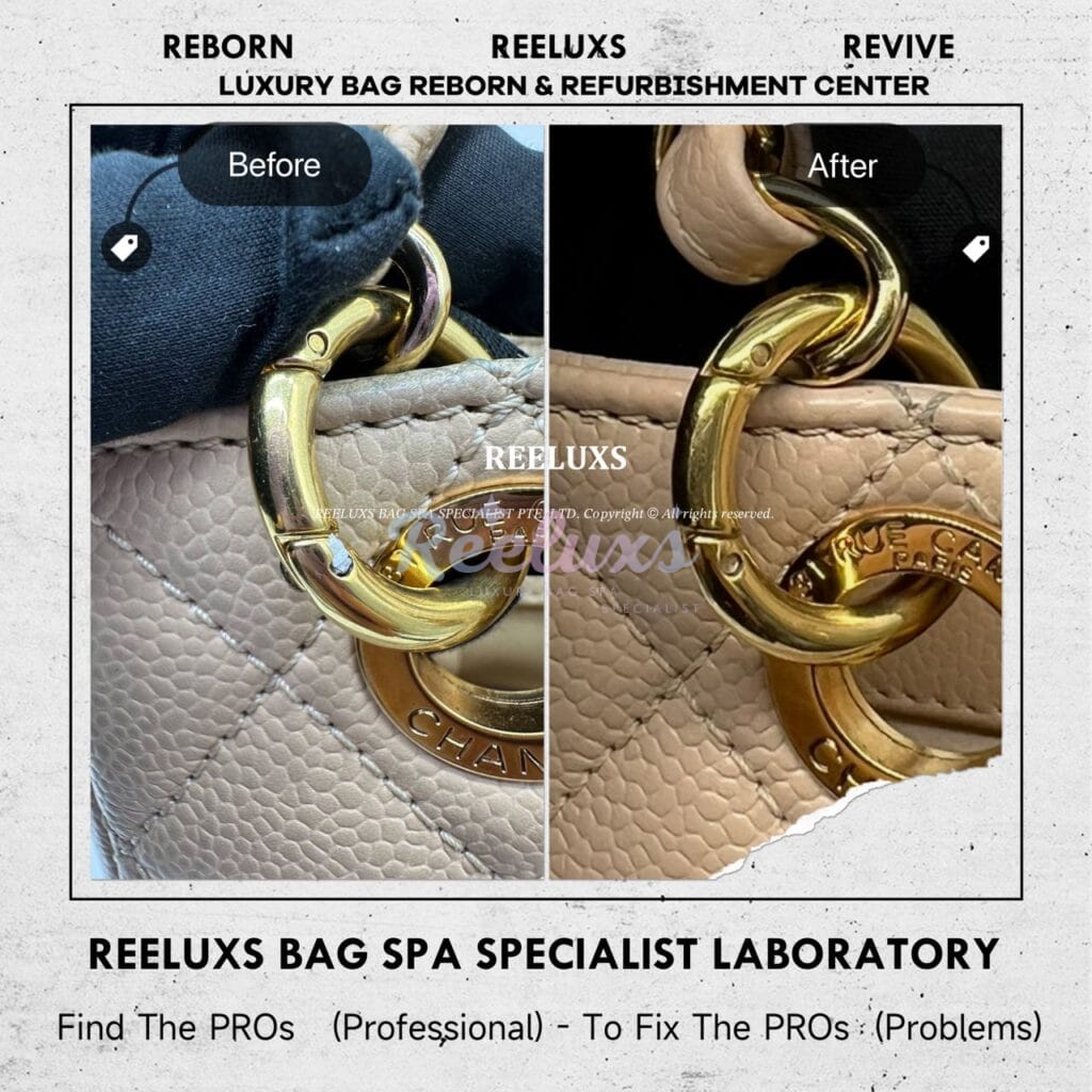 PST Cavair Leather Shoulder Bag Color Faded Partly Restoration & Handle Screw One Side Lost Replacement — frame 7