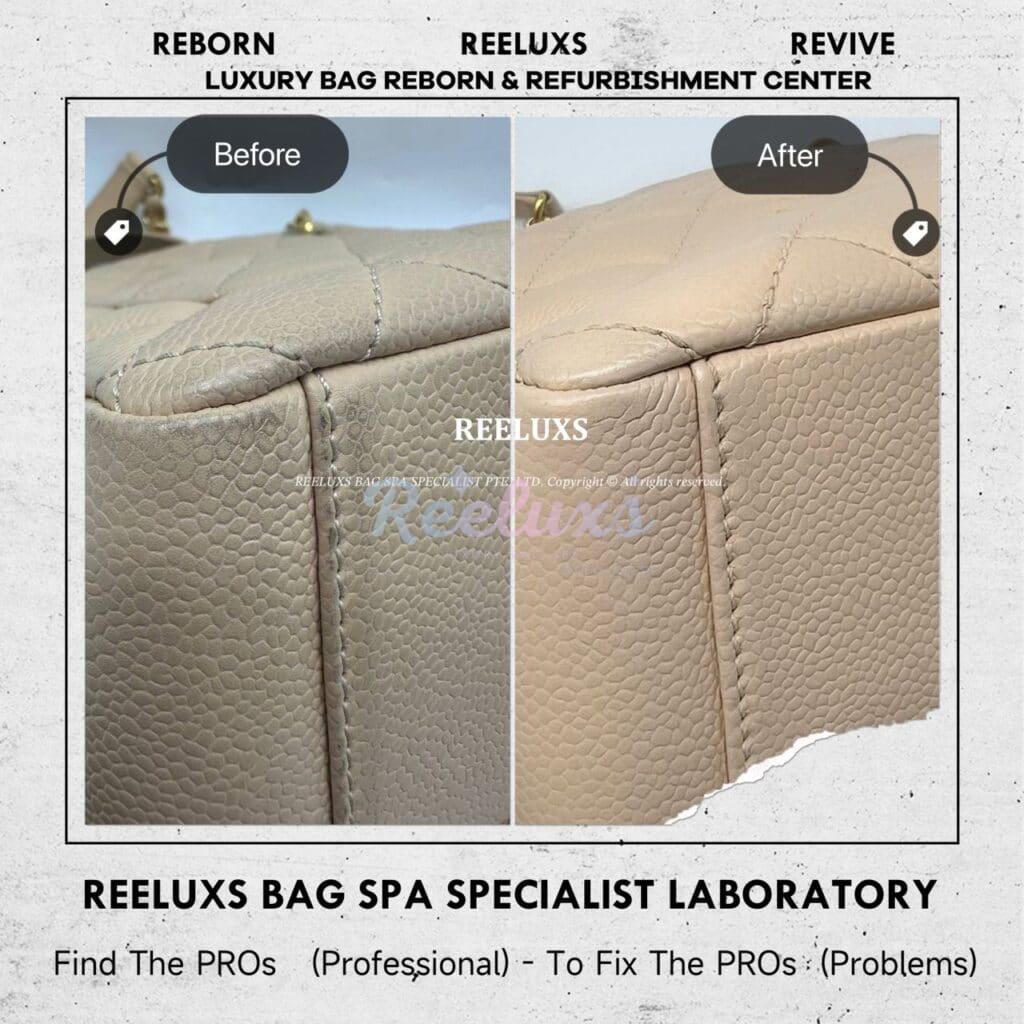 PST Cavair Leather Shoulder Bag Color Faded Partly Restoration & Handle Screw One Side Lost Replacement — frame 6