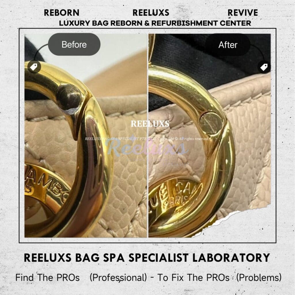 PST Cavair Leather Shoulder Bag Color Faded Partly Restoration & Handle Screw One Side Lost Replacement — frame 4