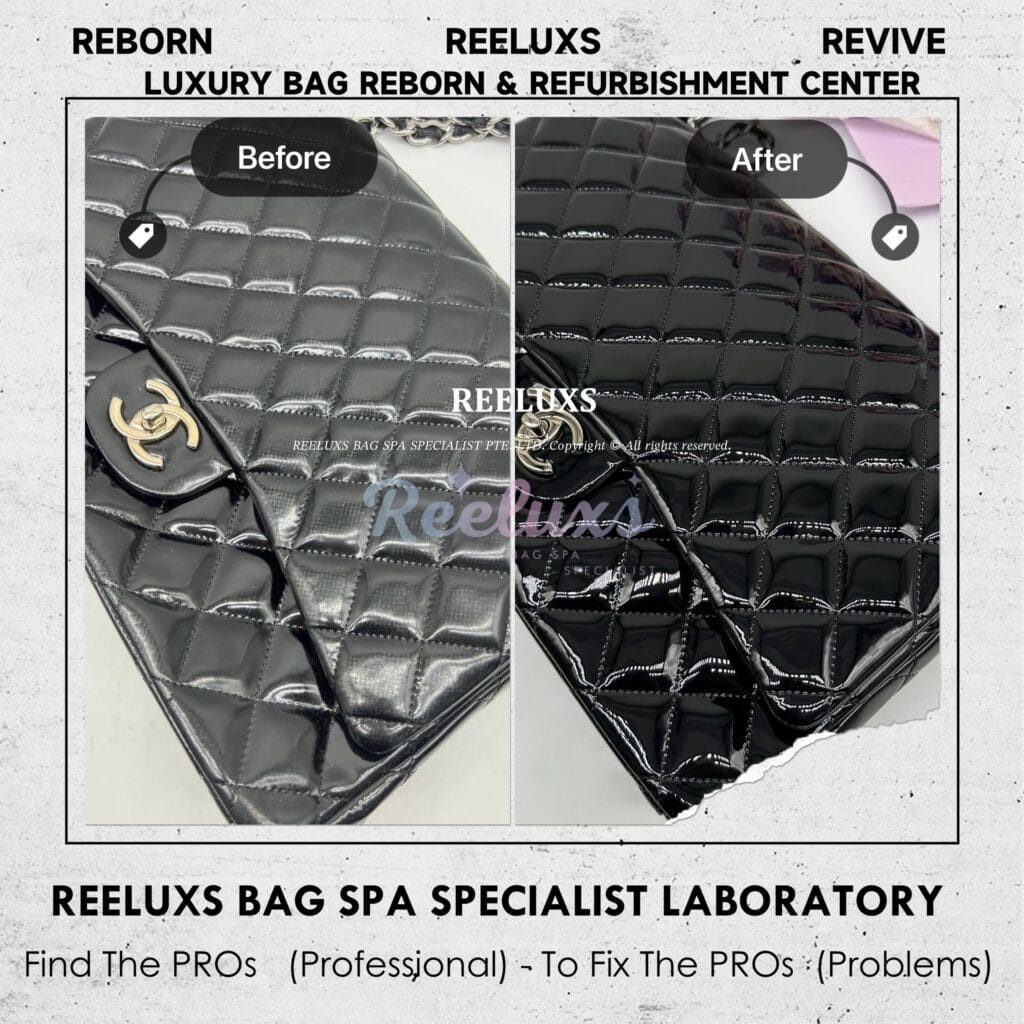 Patent Leather Classic Flap Bag Patent Leather Faded Sticky Problem Restoration — frame 13