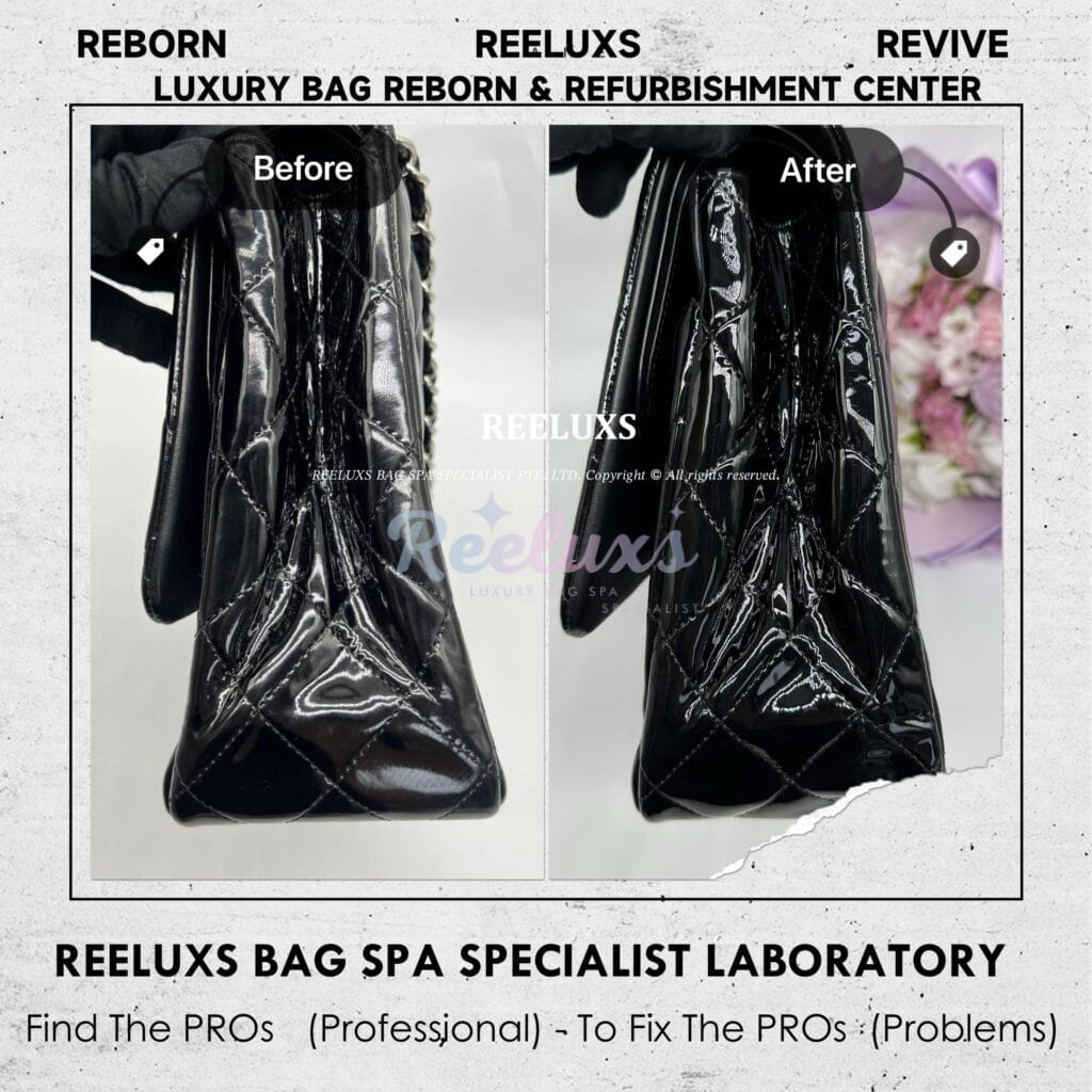 Patent Leather Classic Flap Bag Patent Leather Faded Sticky Problem Restoration — frame 12