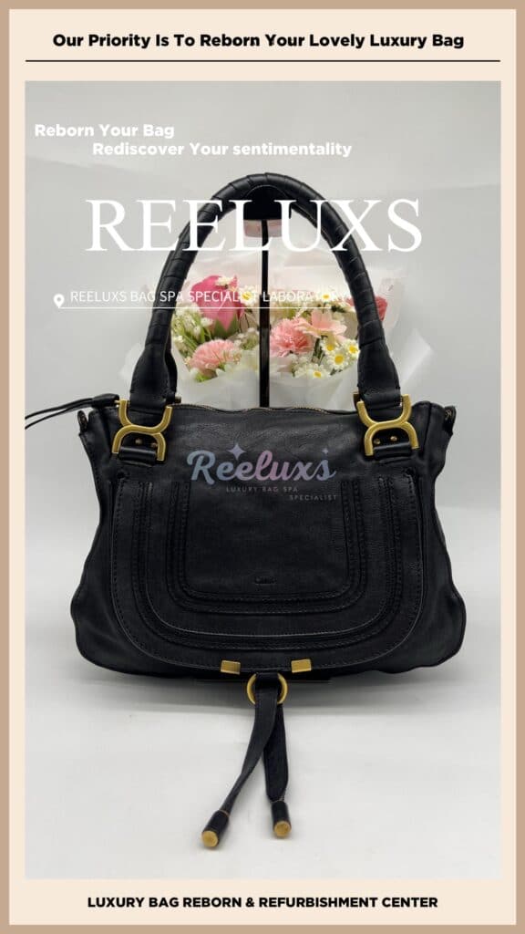 CHOLE Leather Handbag Fully Stain & Yellowish Mold Problem Color Change To Black — frame 6
