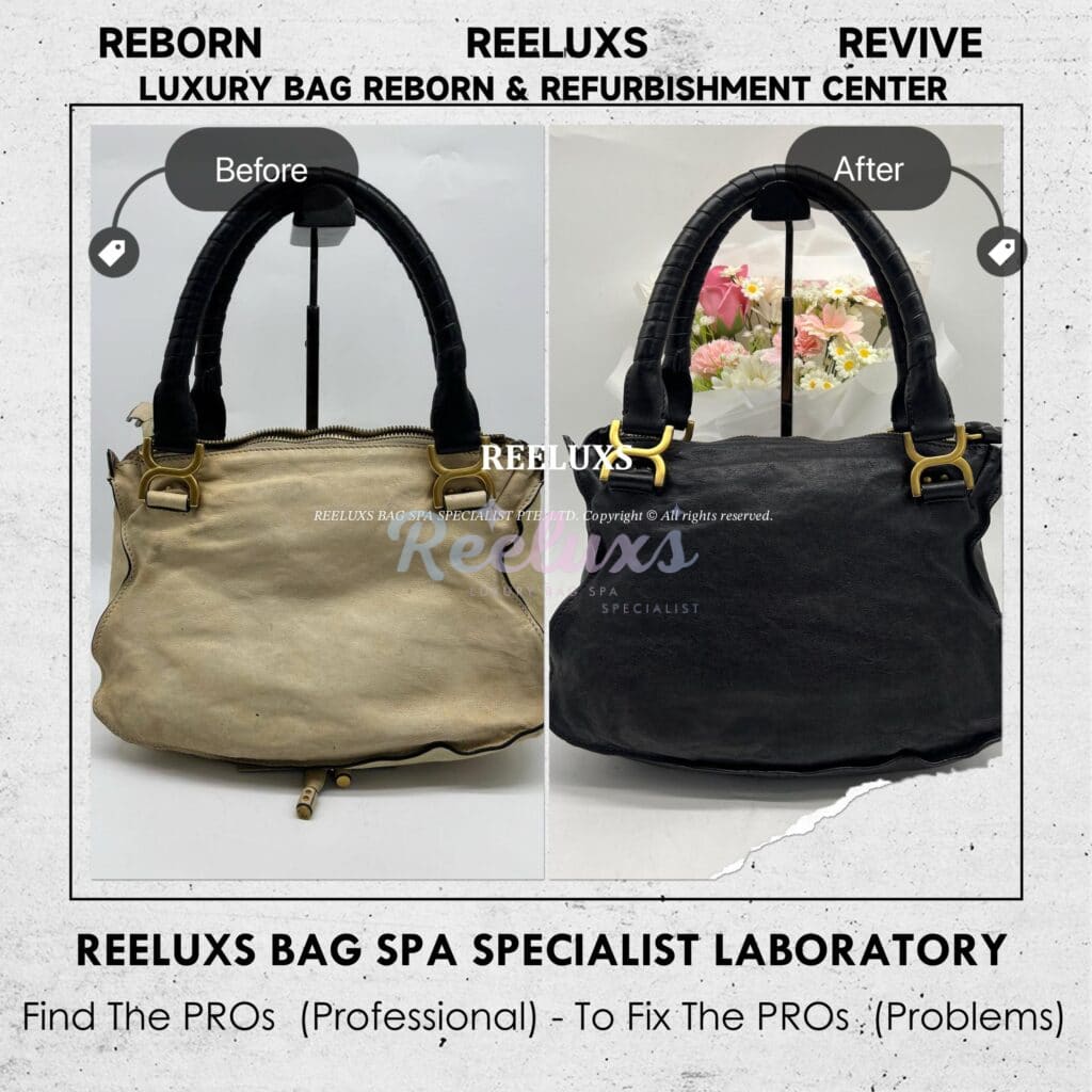 CHOLE Leather Handbag Fully Stain & Yellowish Mold Problem Color Change To Black — frame 5