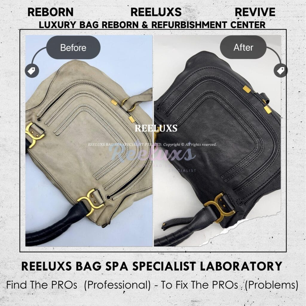 CHOLE Leather Handbag Fully Stain & Yellowish Mold Problem Color Change To Black — frame 4