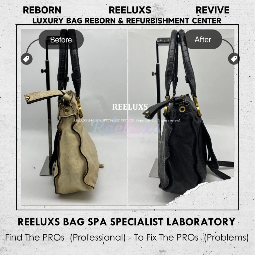 CHOLE Leather Handbag Fully Stain & Yellowish Mold Problem Color Change To Black — frame 7