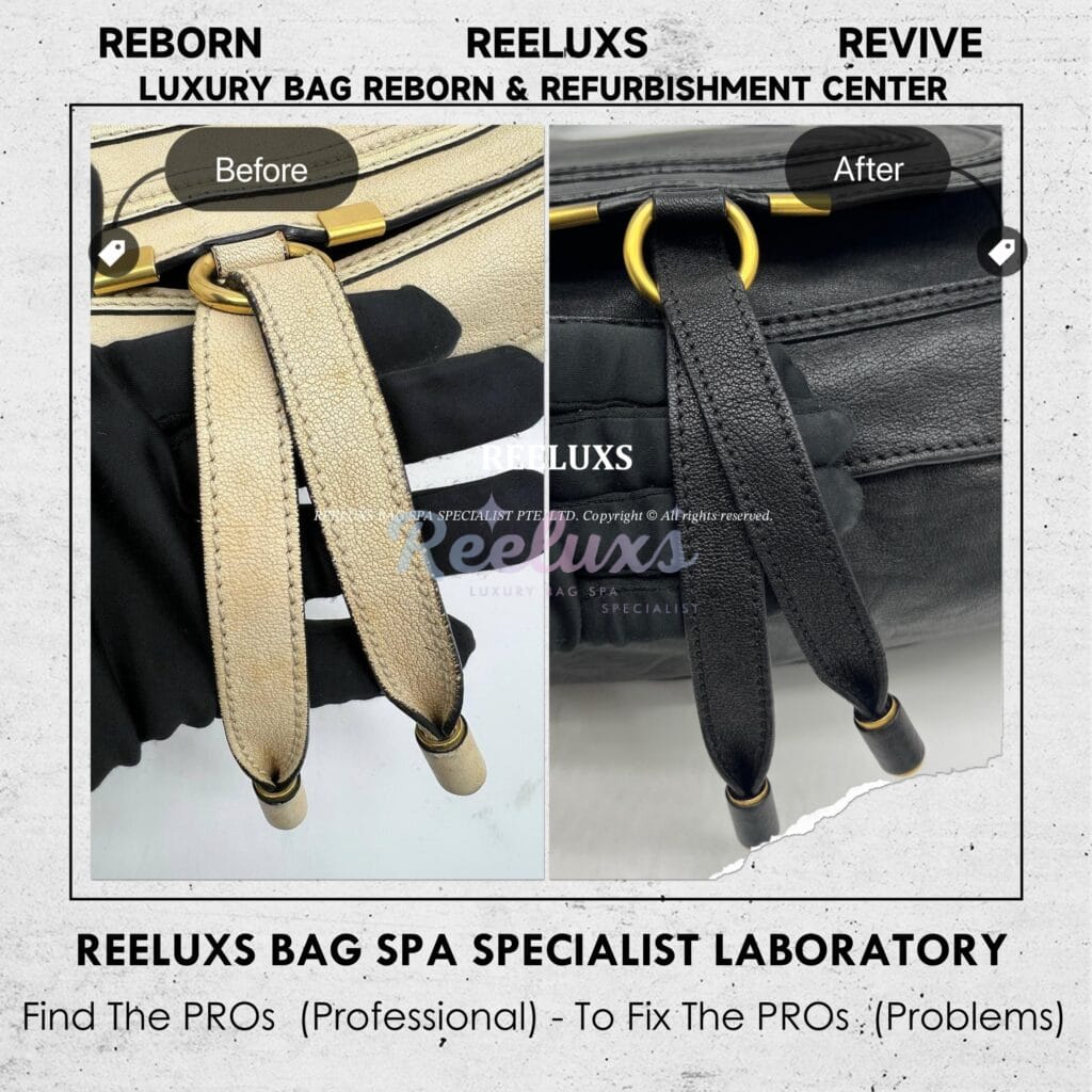 CHOLE Leather Handbag Fully Stain & Yellowish Mold Problem Color Change To Black — frame 8