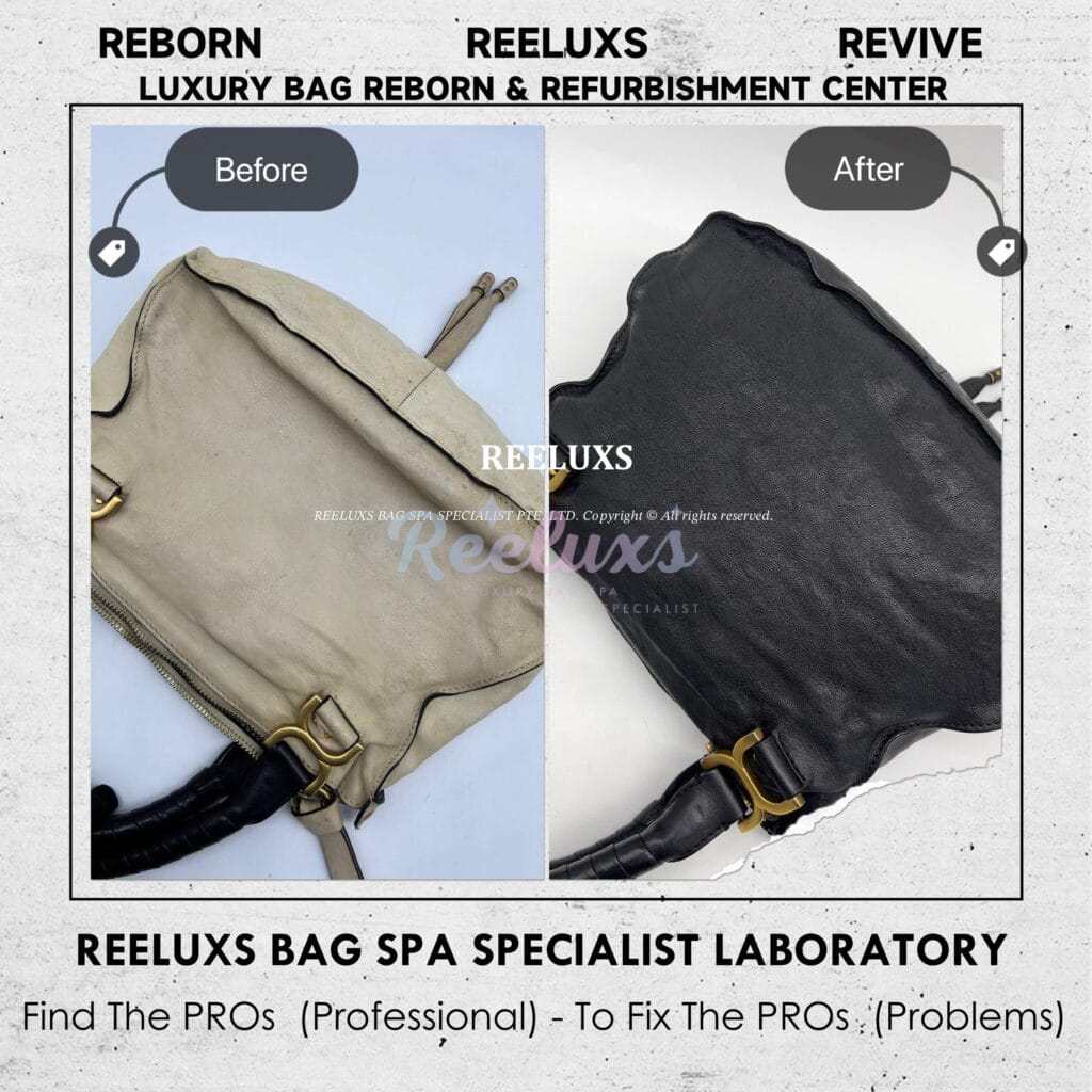 CHOLE Leather Handbag Fully Stain & Yellowish Mold Problem Color Change To Black — frame 3