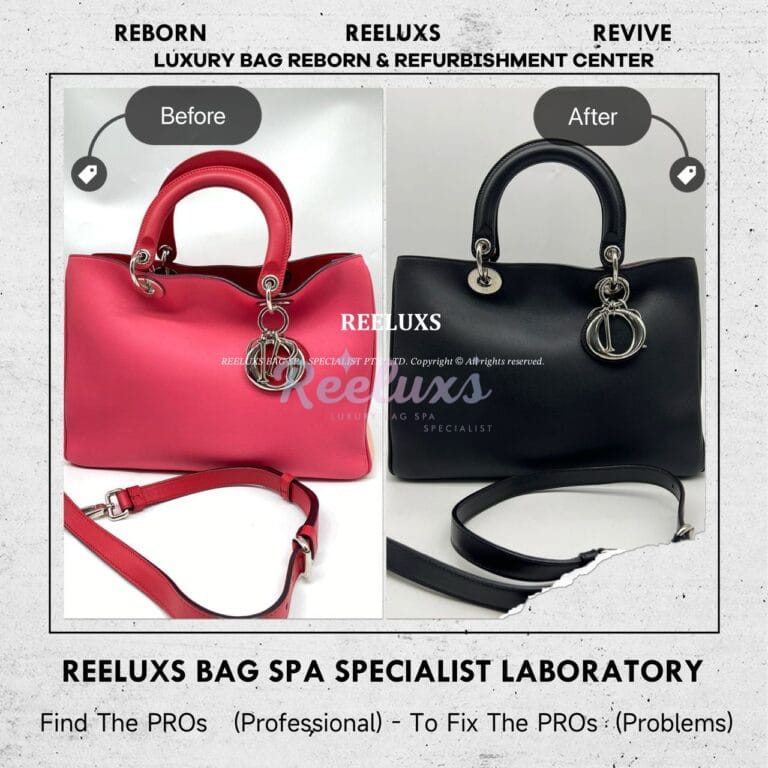 DIOR Diorissimo Leather Handbag Color Stain Problem Change To Black Refurbishment
