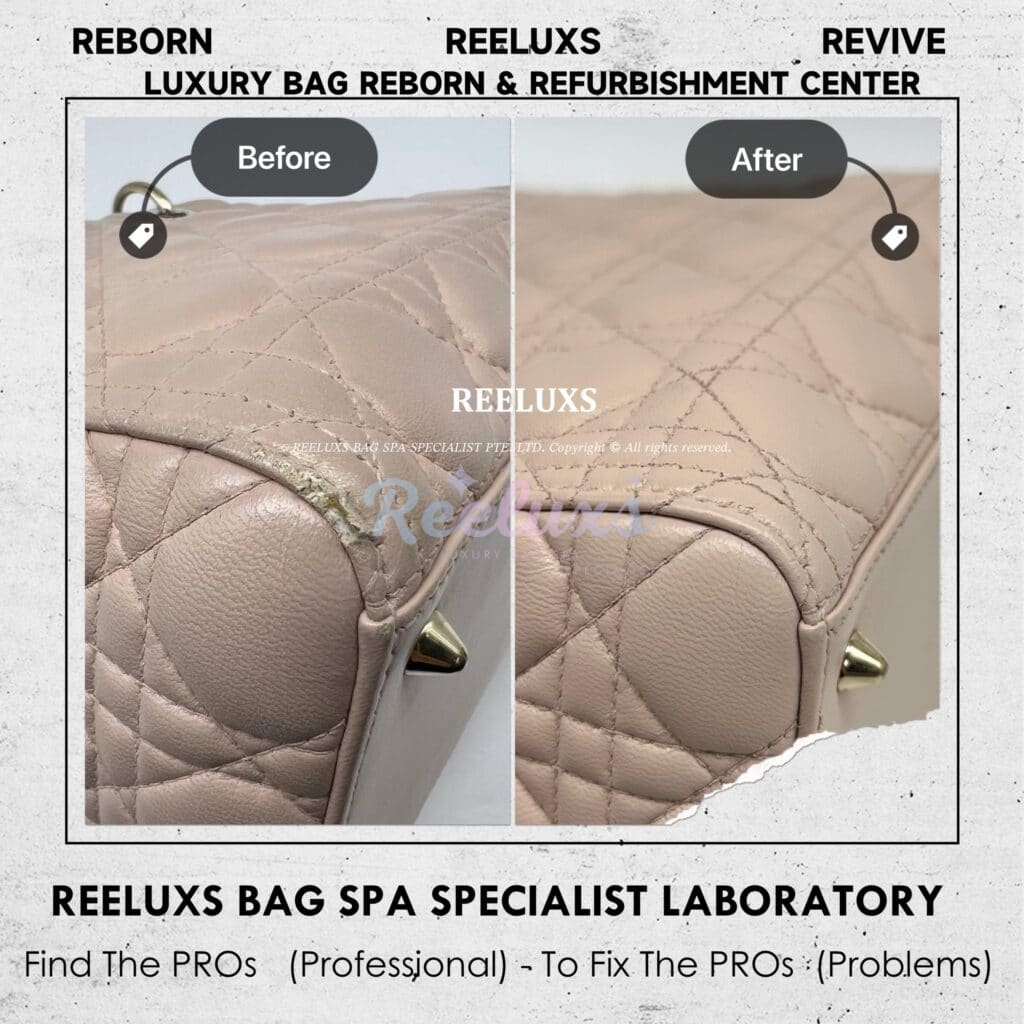 Lady Dior Labmskin Leather Medium Handbag Color Faded Corner Peel Off — frame 2