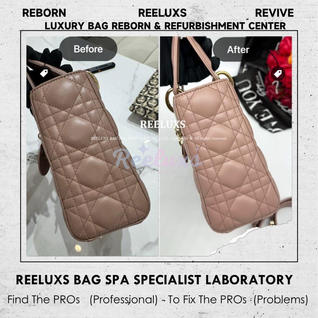 Lady Dior Labmskin Leather Small Handbag Color Faded Corner Peel Off — frame 8