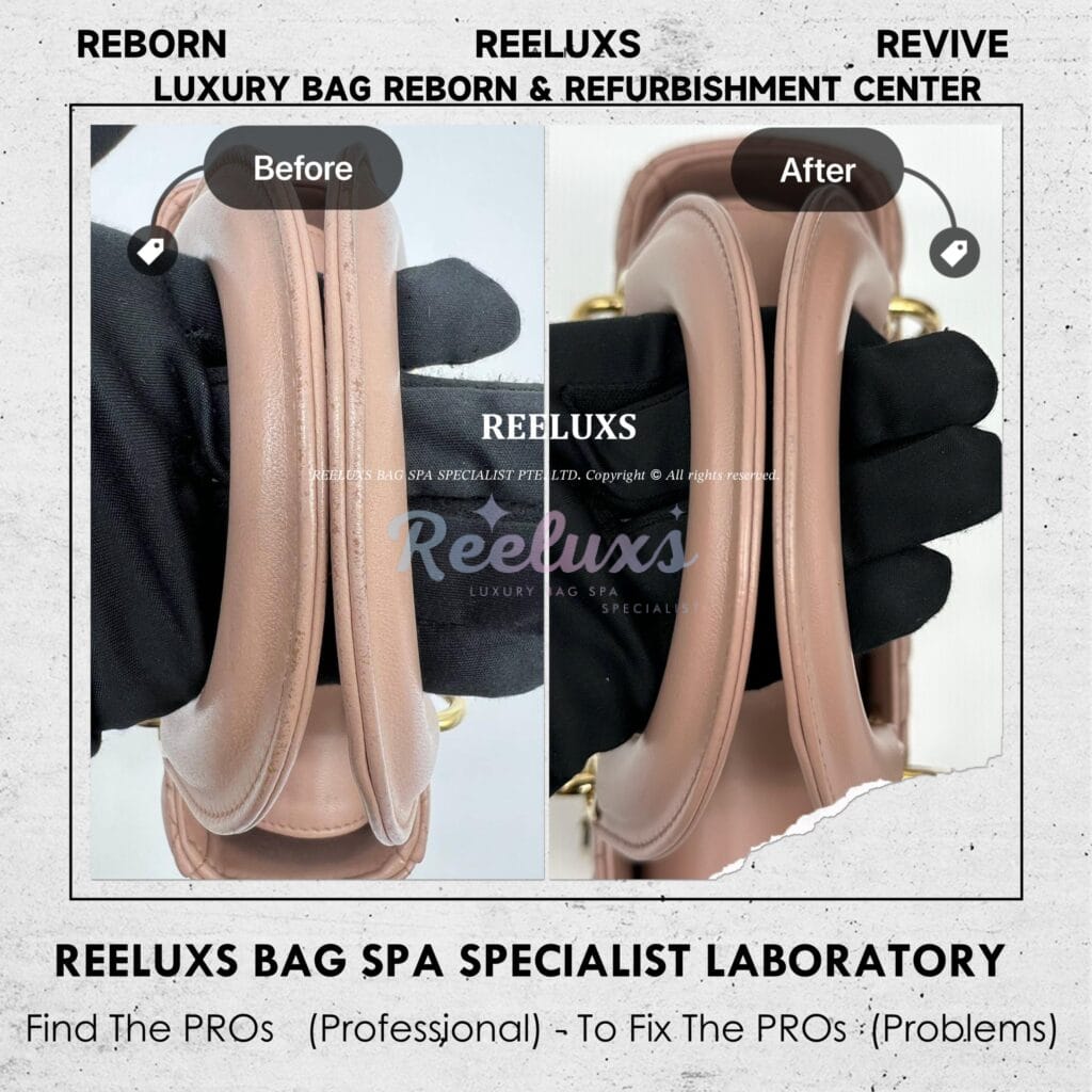 Lady Dior Labmskin Leather Small Handbag Color Faded Corner Peel Off — frame 3