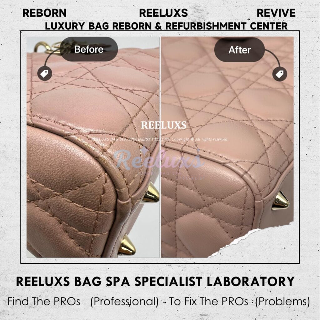 Lady Dior Labmskin Leather Small Handbag Color Faded Corner Peel Off — frame 10