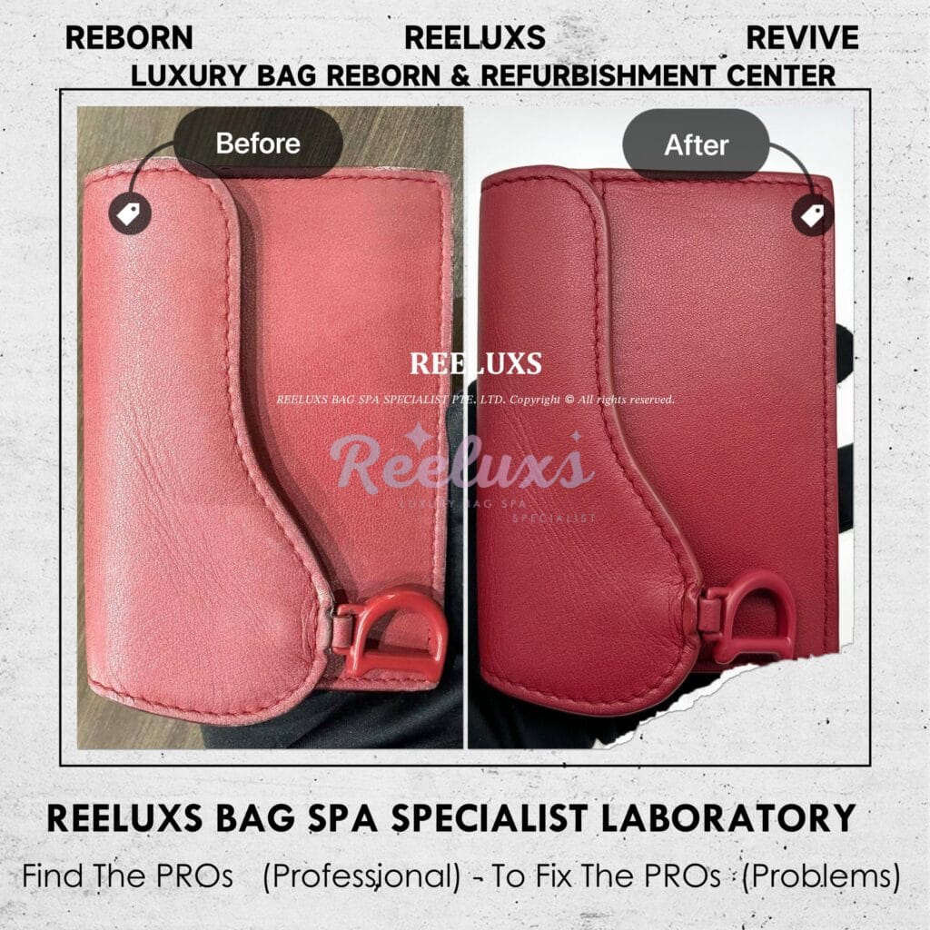 Saddle Lotus Wallet Color Faded Oil Edge Cracked & Peel Off — frame 1