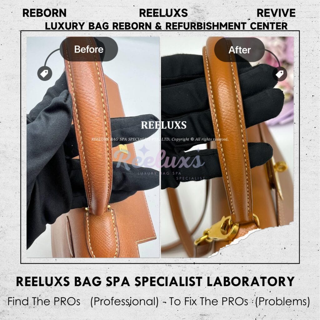 Kelly Leather Handbag Color Faded Leather Scratches — frame 9