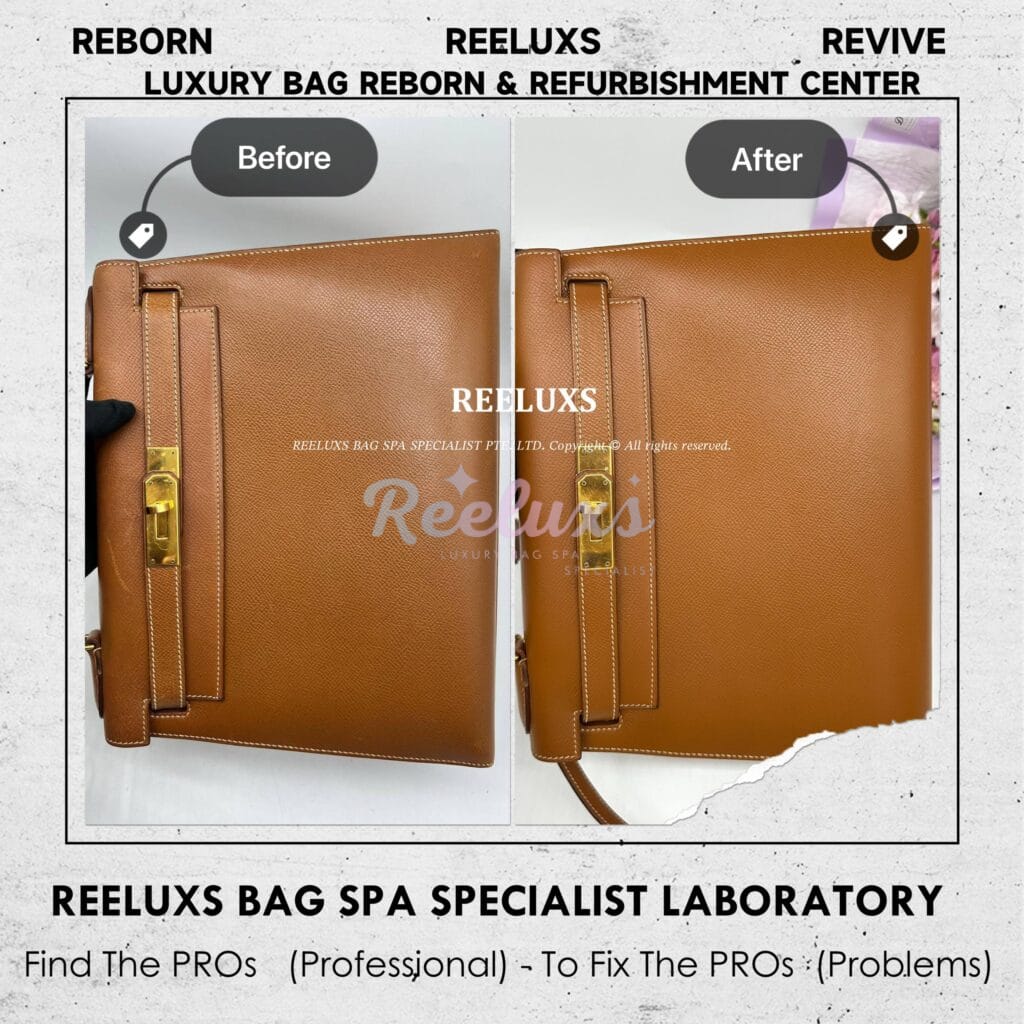 Kelly Leather Handbag Color Faded Leather Scratches — frame 10