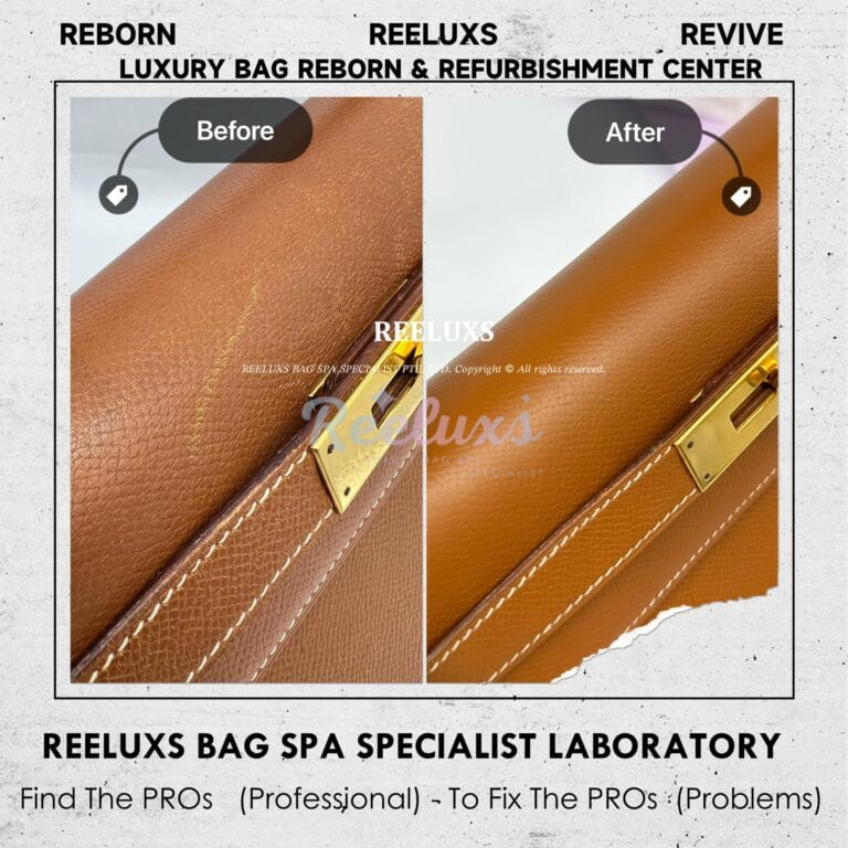 HERMES Kelly Leather Handbag   Color Faded Leather Scratches Restoration