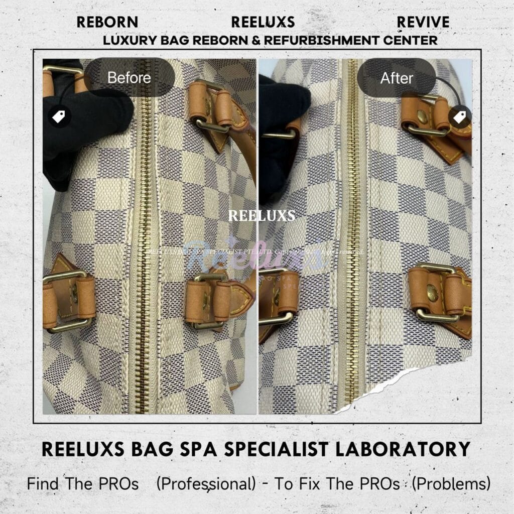LOUIS VUITTOM Speedy Damier Azur Metal Tranish & Rusty Problem Metal Polish Treatment — frame 6