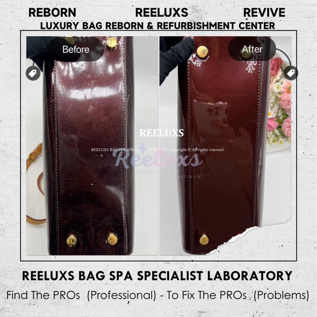 Brea Vernis Patent Leather Handbag Patent Mold Spot Damaged Restoration — frame 7