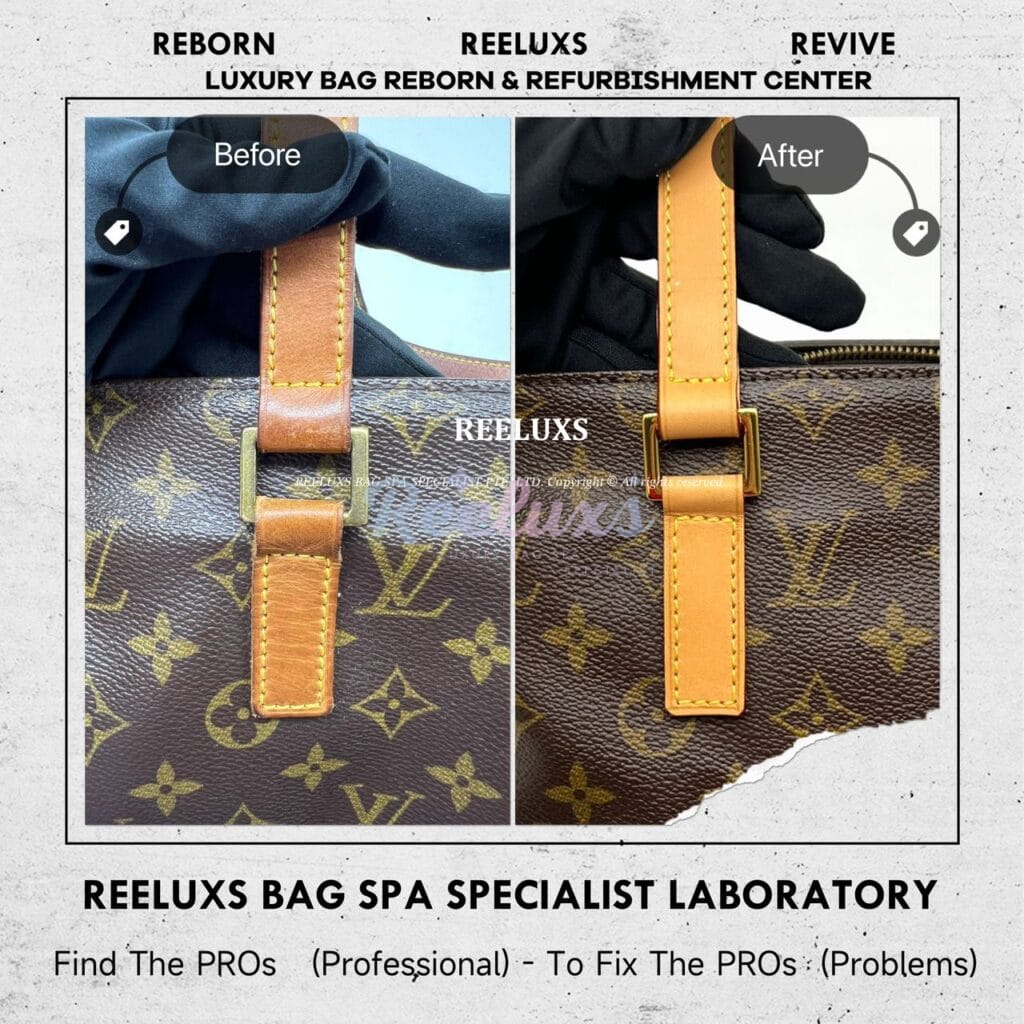 Cabas Piano Monogram Canvas Shoulder Bag Entire Vachetta Fully Stain & Peel Off Refurbishment — frame 5