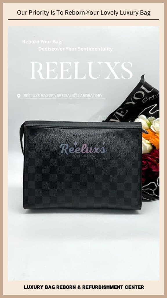 Damier Graphite Canvas Pochette Voyage MM Entire Oil Edge Crack & Damaged Replacement — frame 8