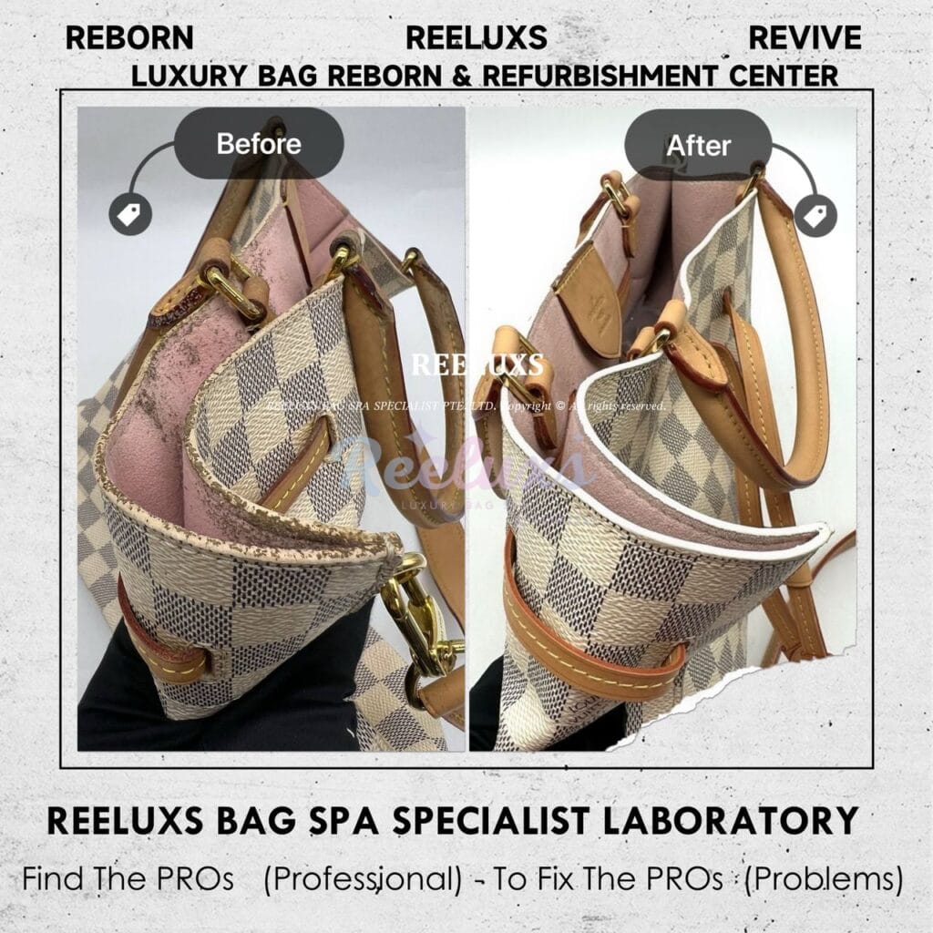 Girolata Damier Azur Handbag Vachetta Satin & Damaged Bottom Canvas Mice Bite Damaged Refurbishment — frame 2