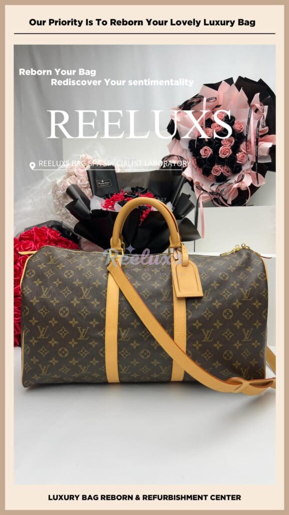 Keepall Monogram Canvas Bag Vachetta Peel Off Metal Hardware Tarnish & Rusty Problem 24K Metal Gold-plating Refurbishment — frame 7
