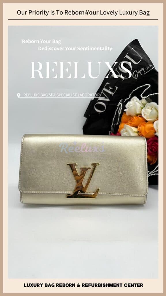 Louise Gold Metallic Clutch Metallic Mold Spot Oxidation Restoration — frame 4