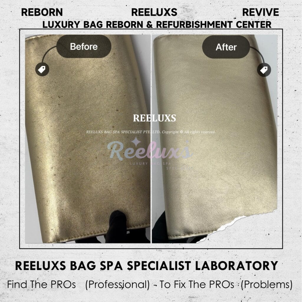 Louise Gold Metallic Clutch Metallic Mold Spot Oxidation Restoration — frame 6
