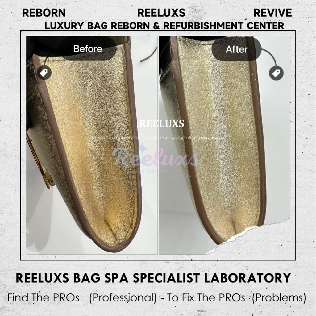 Louise Gold Metallic Clutch Metallic Mold Spot Oxidation Restoration — frame 3
