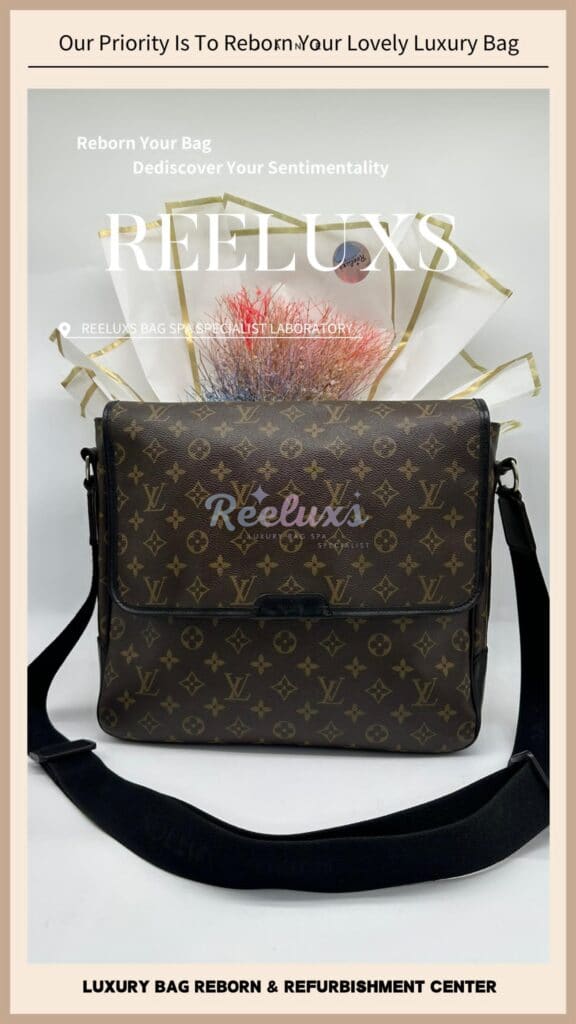 LOUIS VUITTON Macassar Bass MM Cross Body Leather Corner Faded Restoration — frame 2