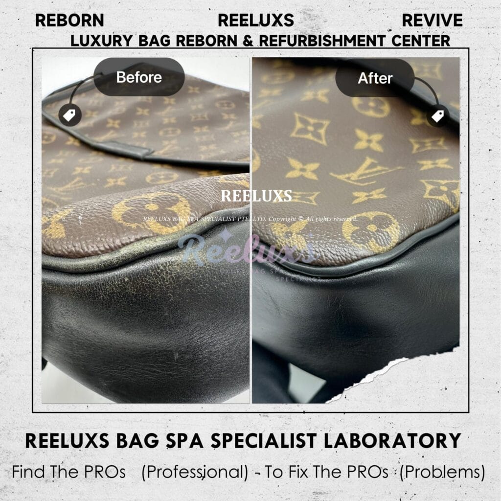 LOUIS VUITTON Macassar Bass MM Cross Body Leather Corner Faded Restoration — frame 11