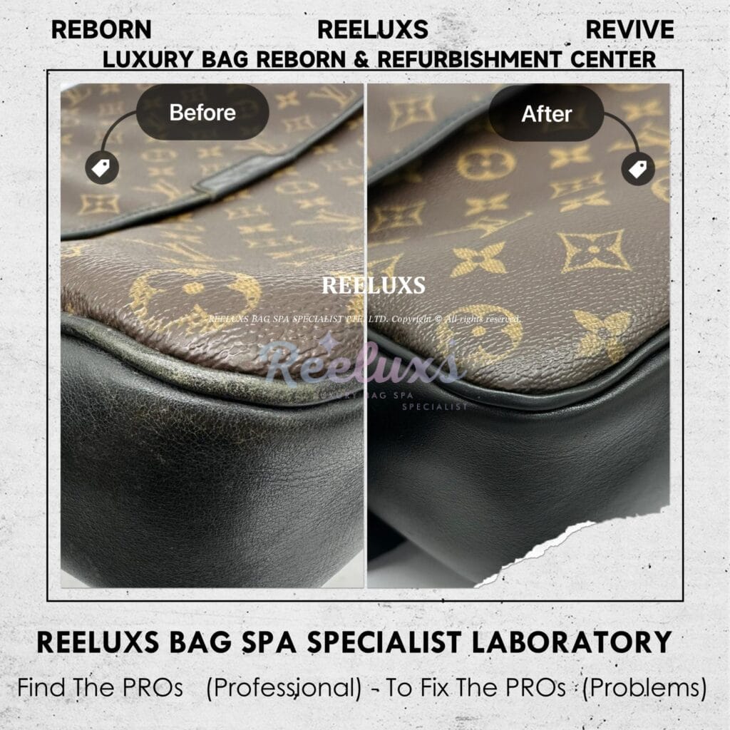 LOUIS VUITTON Macassar Bass MM Cross Body Leather Corner Faded Restoration — frame 7