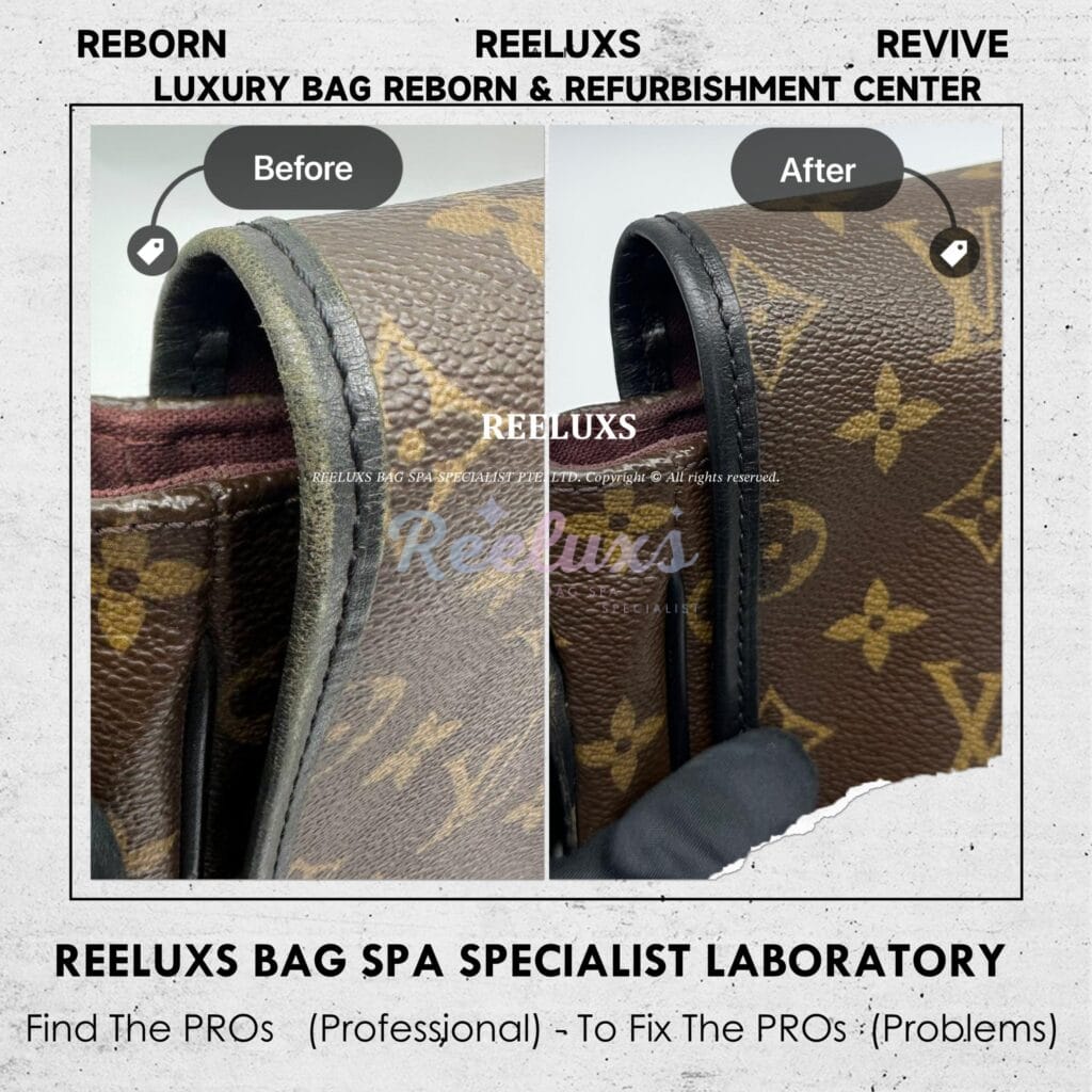 LOUIS VUITTON Macassar Bass MM Cross Body Leather Corner Faded Restoration — frame 8